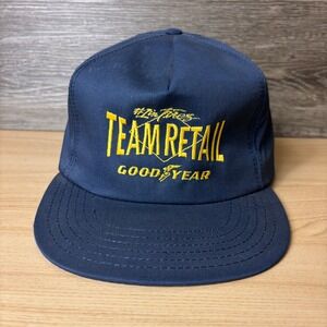 Vintage Goodyear Hat Cap Snap Back Blue Tires Racing Retro USA Made